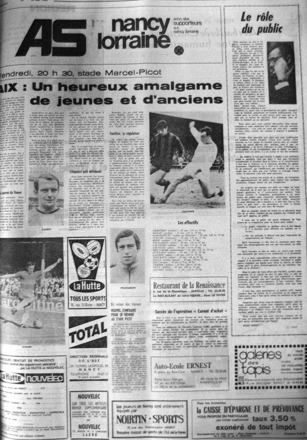 Programme Nancy-Aix - Saison 23/05/1969
