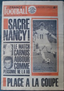 France football n° 1346, 18/01/1972. Antoine Kuszowski sous le maillot nancéien.